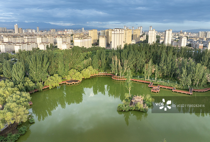 中国第一个公园-甘肃酒泉市稀罕酒泉胜迹景区，西汉唯一保存完整的汉式园林图片素材