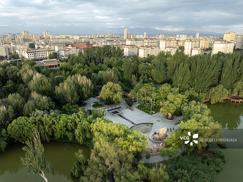 中国第一个公园-甘肃酒泉市稀罕酒泉胜迹景区，西汉唯一保存完整的汉式园林图片素材