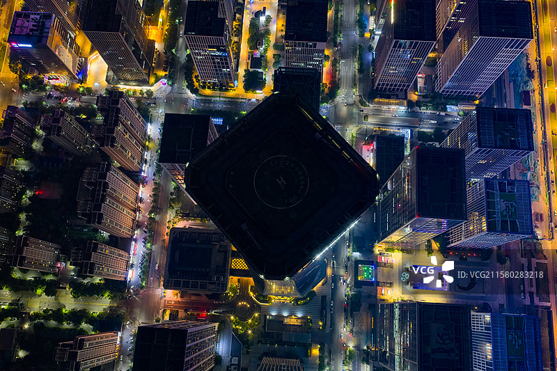 航拍济南奥体中心高新区汉峪金谷经十路现代化都市图片素材