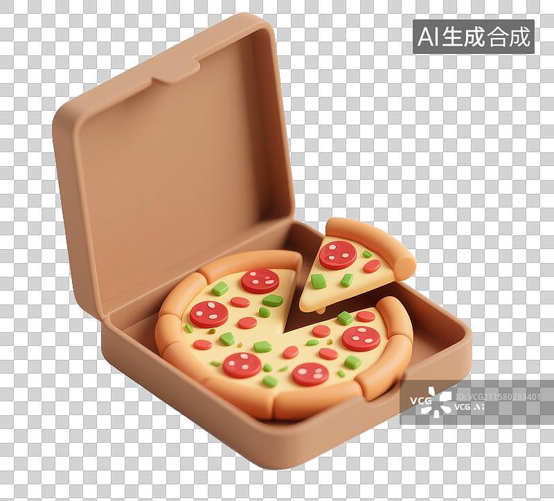 【AI数字艺术】3D三维意大利披萨辣香肠图片素材