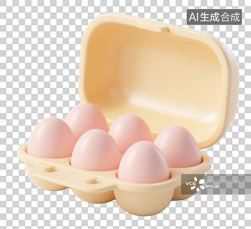 【AI数字艺术】3D三维卡通鸡蛋在硬纸板包装元素图片素材