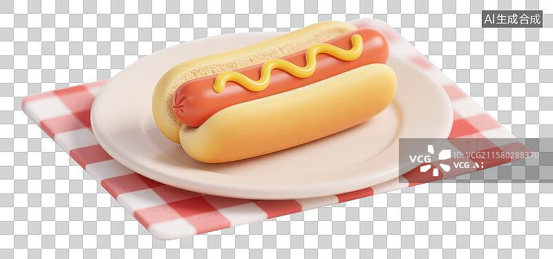 【AI数字艺术】3D三维卡通热狗美食图片素材