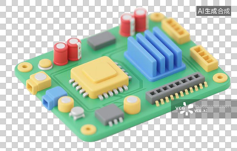 【AI数字艺术】3D三维卡通风格电路板图片素材