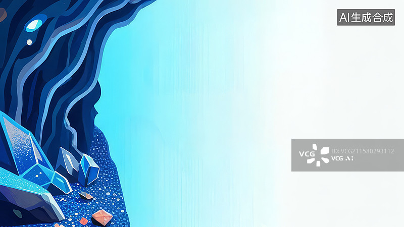 【AI数字艺术】深海洞穴与晶莹光芒图片素材