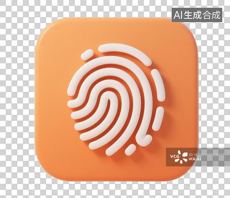 【AI数字艺术】3D三维卡通人工智能网络安全指纹认证元素图片素材