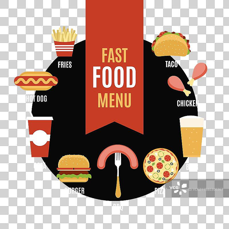 扁平风格的快餐菜单图片素材