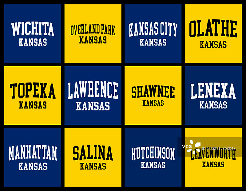 堪萨斯州城市按人口排序的T恤套装图片素材
