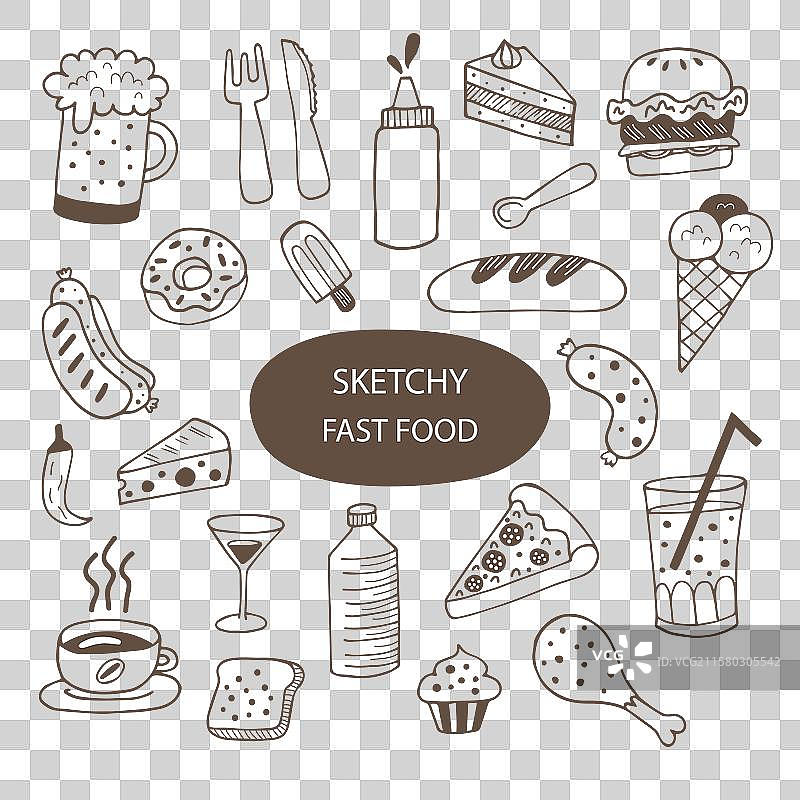 快餐素描合集图片素材