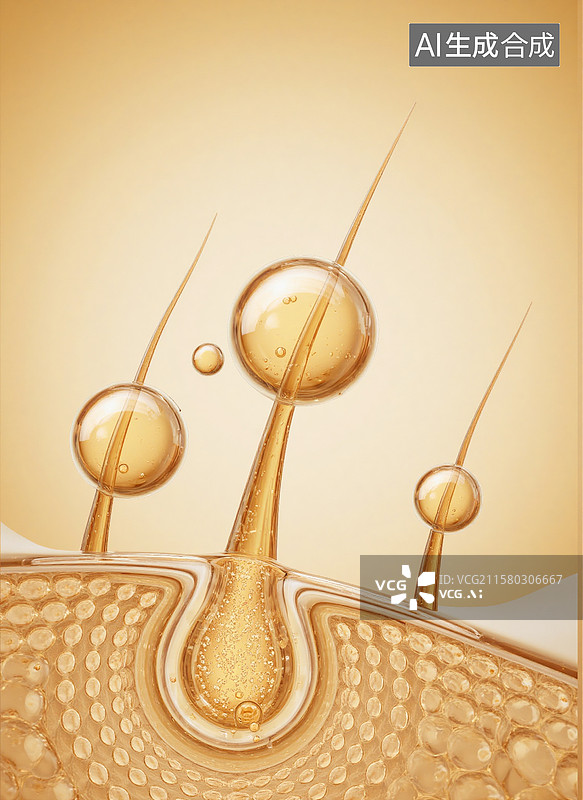 【AI数字艺术】肌肤护理金色微观结构图片素材