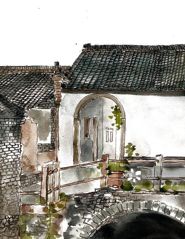 屋前的石桥图片素材