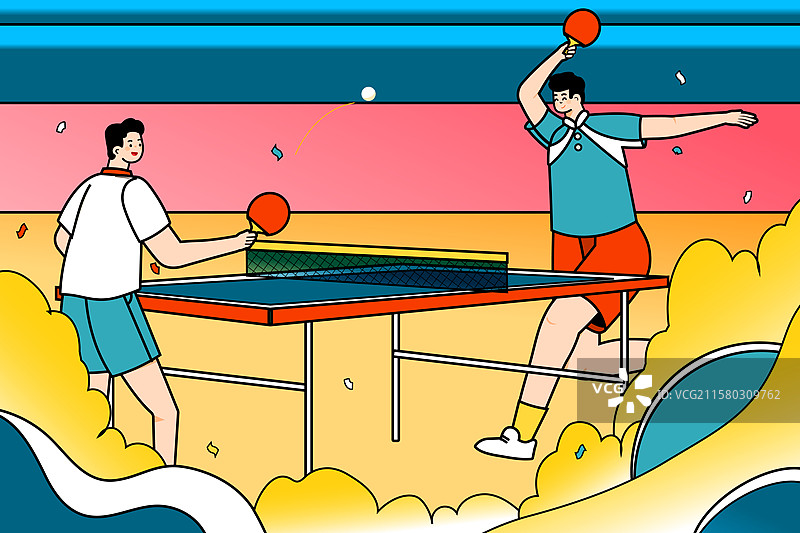 卡通青年学生情侣运动会足球亲子运动健身身材管理减肥比赛乒乓球瑜伽跑步马拉松电商风景背景渐变矢量插画图片素材