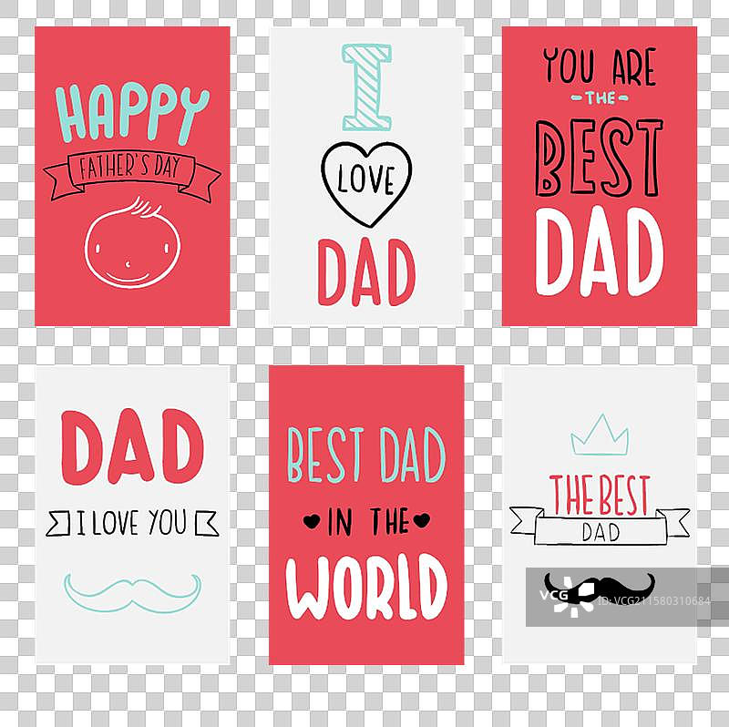 红色最佳爸爸卡片套装图片素材