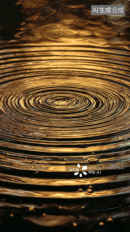 【AI数字艺术】水面波纹的金色倒影图片素材
