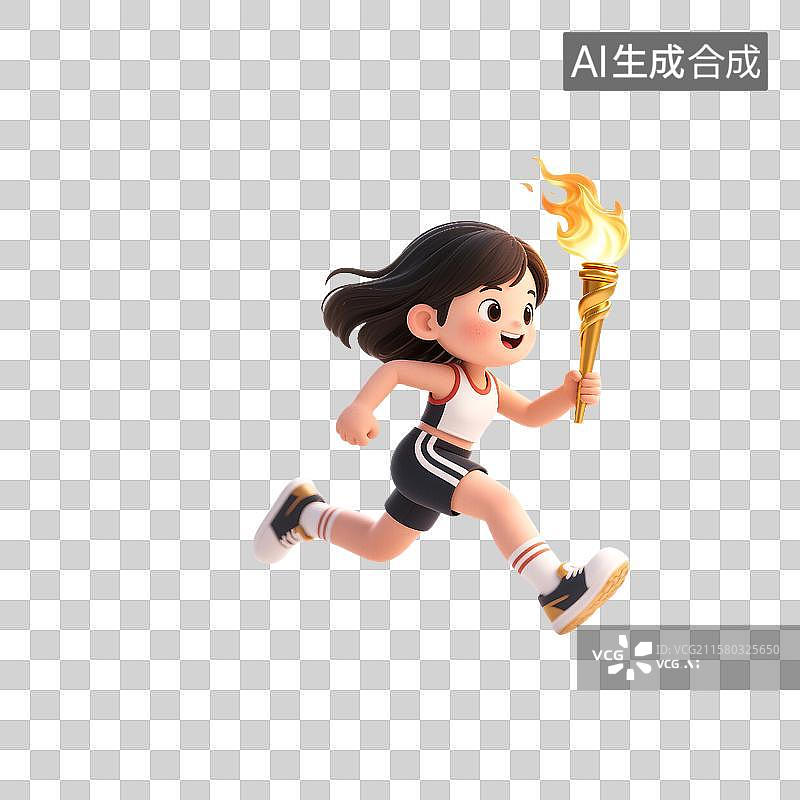 【AI数字艺术】运动会上火炬手运动员正在传递火炬图片素材