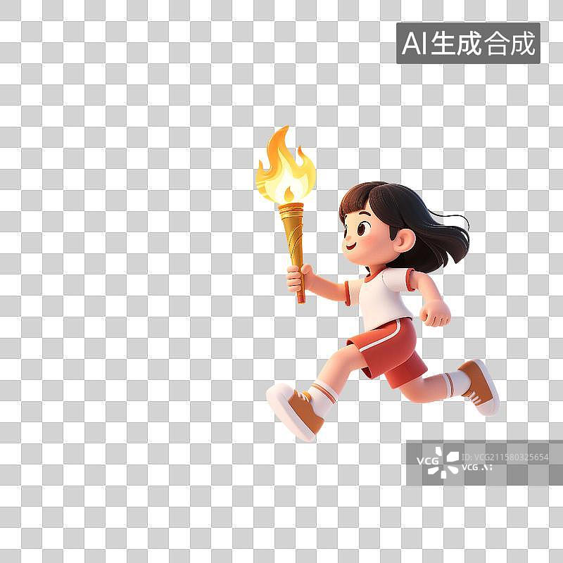 【AI数字艺术】运动会上火炬手运动员正在传递火炬图片素材