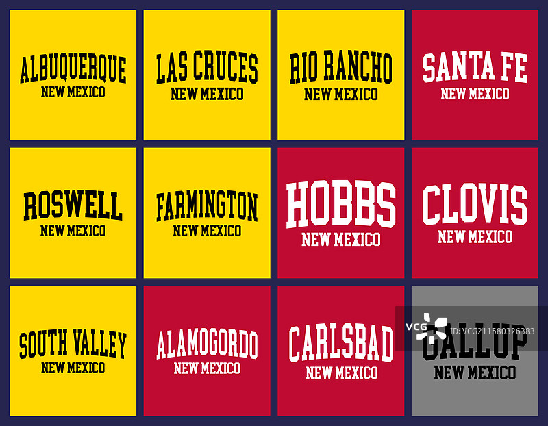 新墨西哥州按人口排序的城市T恤套装图片素材