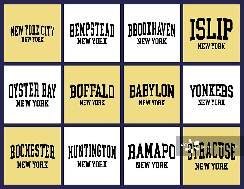 纽约城市按人口排序的T恤套装图片素材