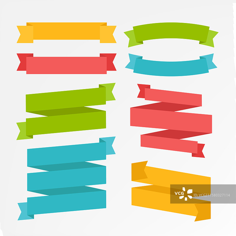 五彩缤纷的不同形状的丝带图片素材