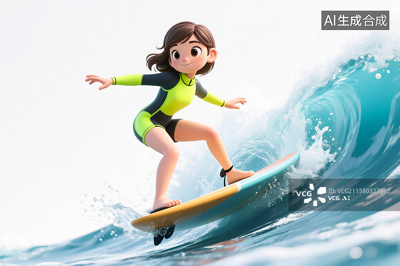 【AI数字艺术】身穿专业冲浪服的运动员在冲浪图片素材