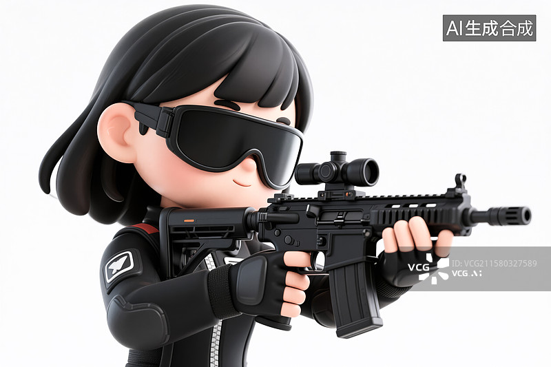 【AI数字艺术】女射手在射击比赛上瞄准目标图片素材