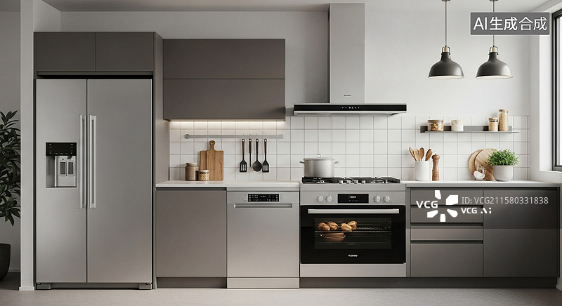 【AI数字艺术】现代简约厨房设计图片素材