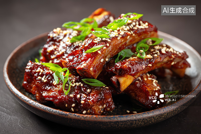 【AI数字艺术】中餐美食 糖醋排骨图片素材