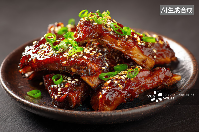 【AI数字艺术】中餐美食 糖醋排骨图片素材