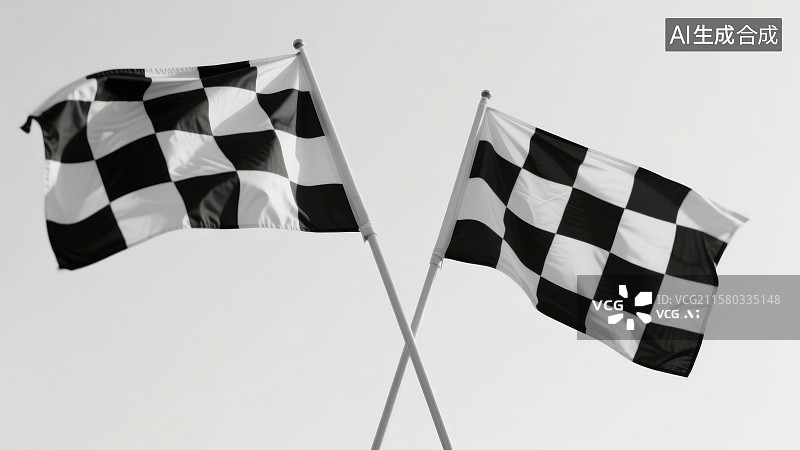【AI数字艺术】两面交叉的黑白格赛车旗帜图片素材