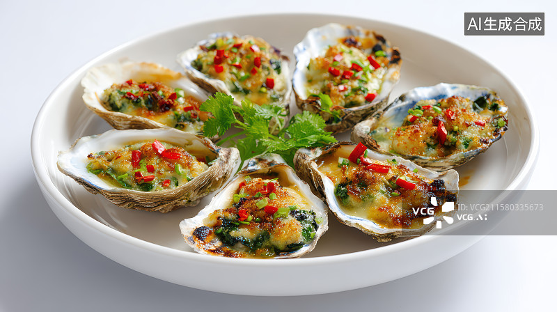 【AI数字艺术】中餐美食-烤生蚝图片素材