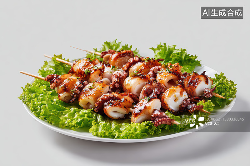【AI数字艺术】中餐美食-烤鱿鱼图片素材