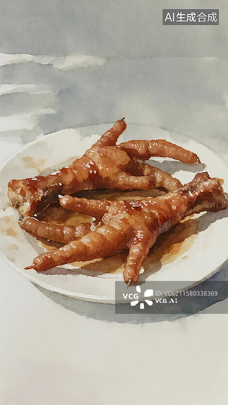 【AI数字艺术】广式早茶早点插画凤爪图片素材