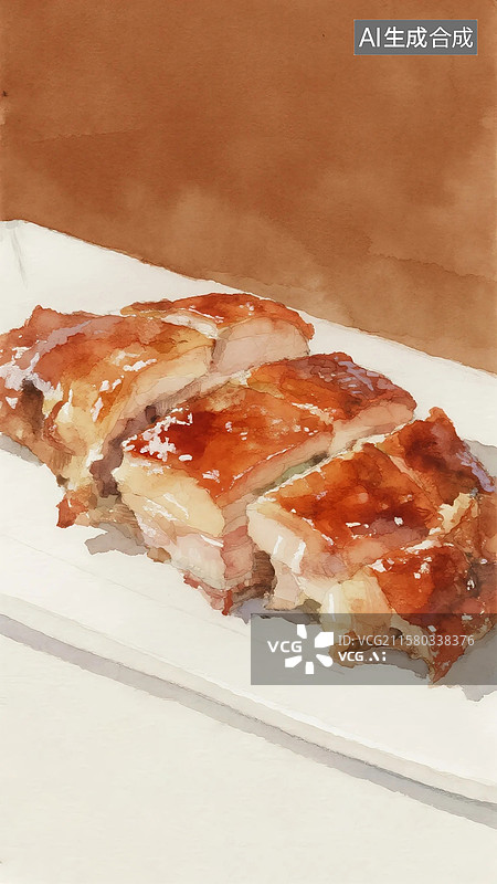 【AI数字艺术】广式早茶早点插画叉烧图片素材