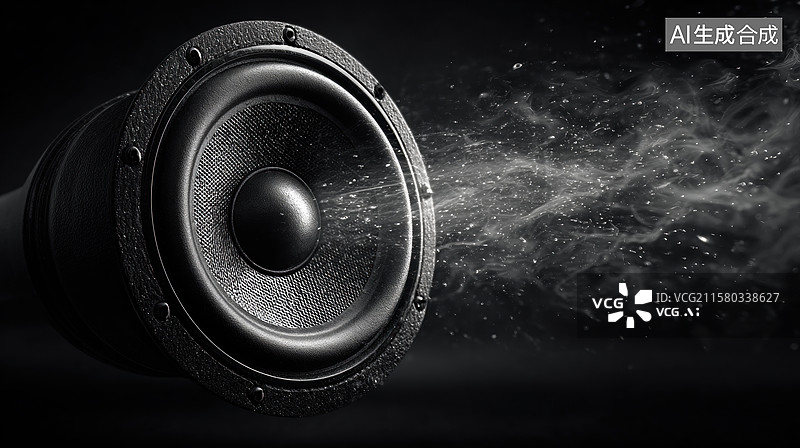 【AI数字艺术】扬声器震动发声，音波扩散图片素材