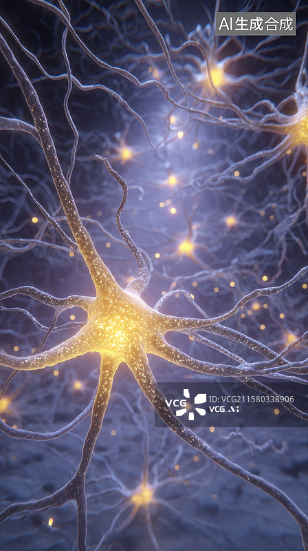 【AI数字艺术】神经元网络的发光结构图片素材