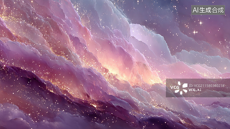 【AI数字艺术】梦幻星云，紫色与金色的交织图片素材
