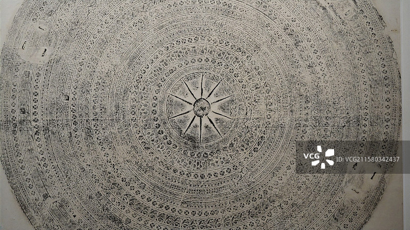 广西民族博物馆铜鼓鼓面花纹图片素材