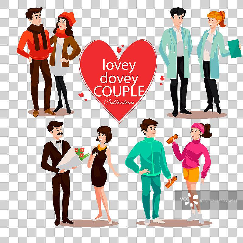 一群情侣在进行不同的活动图片素材