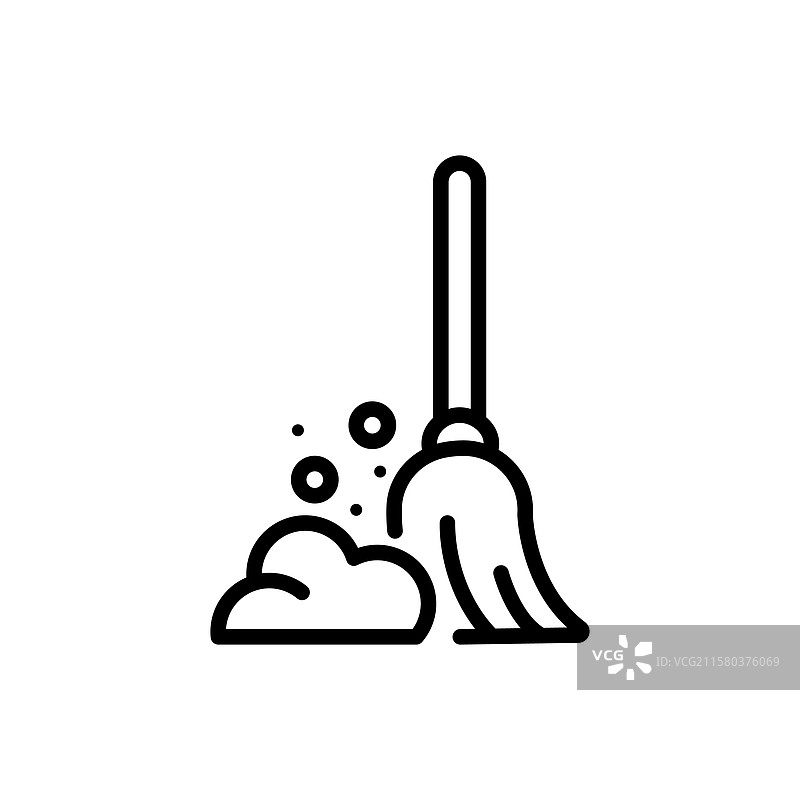 细线轮廓图标扫帚或短刷子图片素材