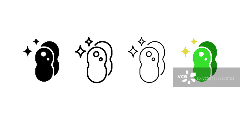 清洁海绵图标集，符号，孤立在白色背景上图片素材