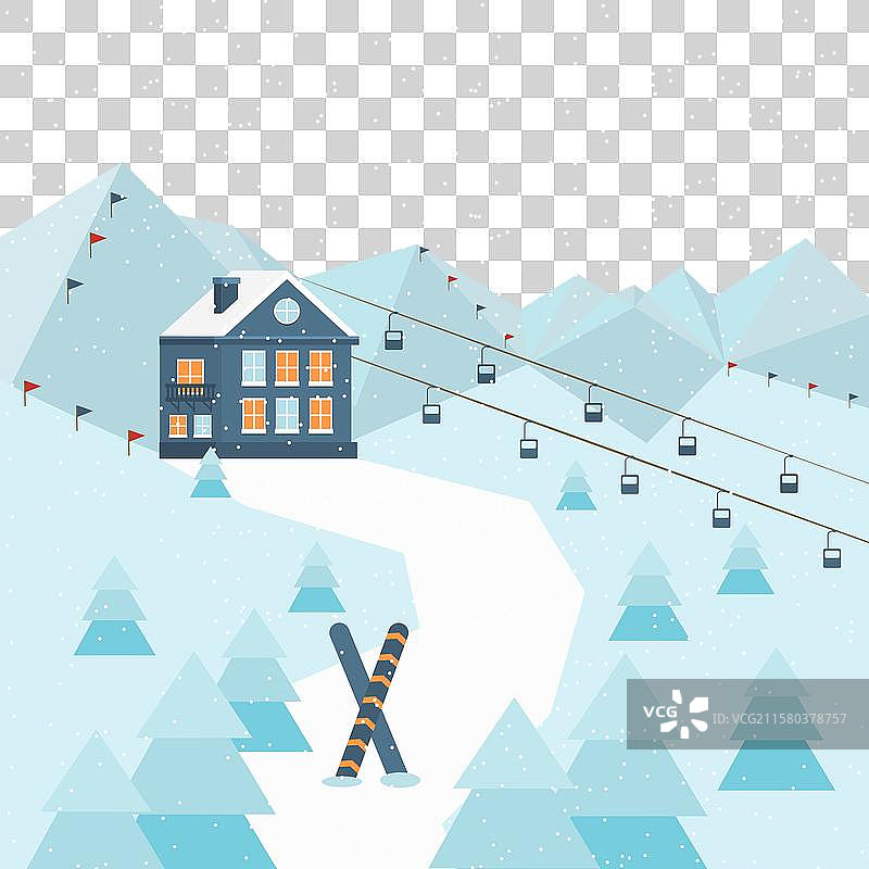 滑雪度假村的风景背景图片素材