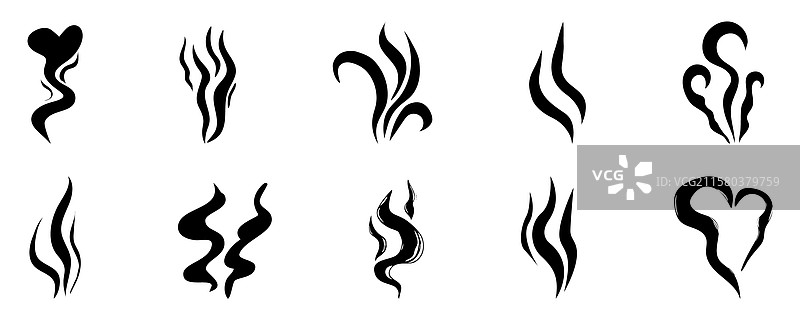 手绘线条漫画涂鸦中的蒸汽烟雾香气图片素材