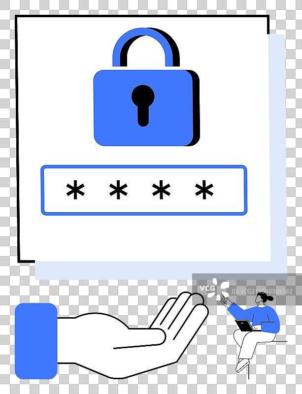 安全密码保护，带锁和手的图案图片素材