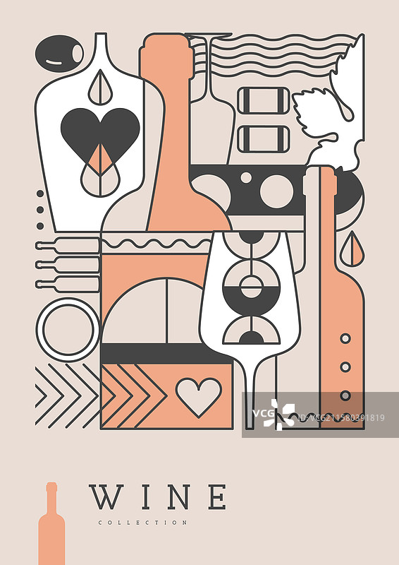 带有酒瓶和酒杯的海报或封面图片素材