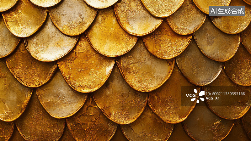 【AI数字艺术】金色鳞片纹理背景图片素材