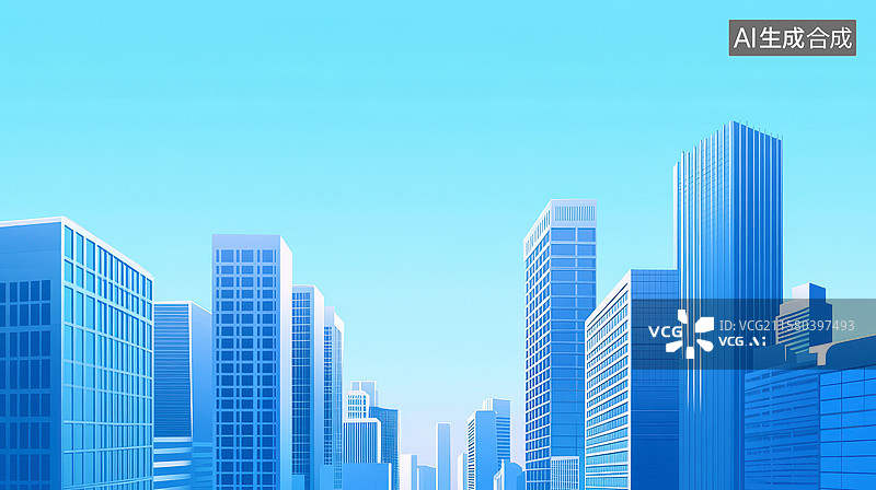 【AI数字艺术】未来蓝色科技城市蓝图图片素材