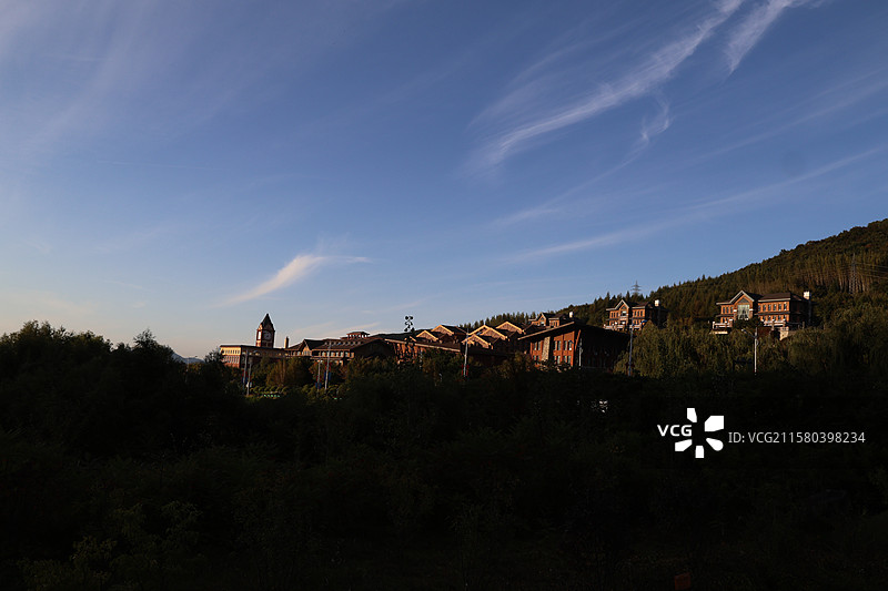 吉林北大壶滑雪场，薰衣草，尖顶房，图片素材