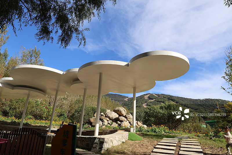 吉林北大壶滑雪场，薰衣草，尖顶房，图片素材