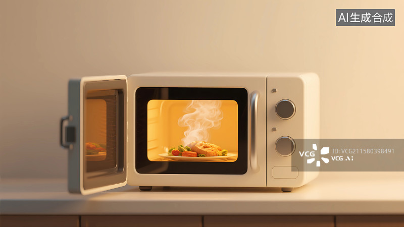 【AI数字艺术】3D渲染微波炉家电插画图片素材