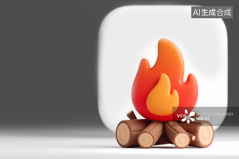 【AI数字艺术】篝火图标3D卡通插画图片素材