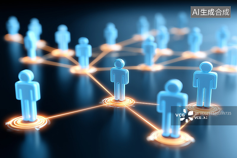 【AI数字艺术】用线条连接的发光模型人物图片素材